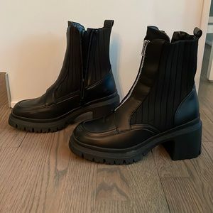 ASOS chunky front zip boots in black